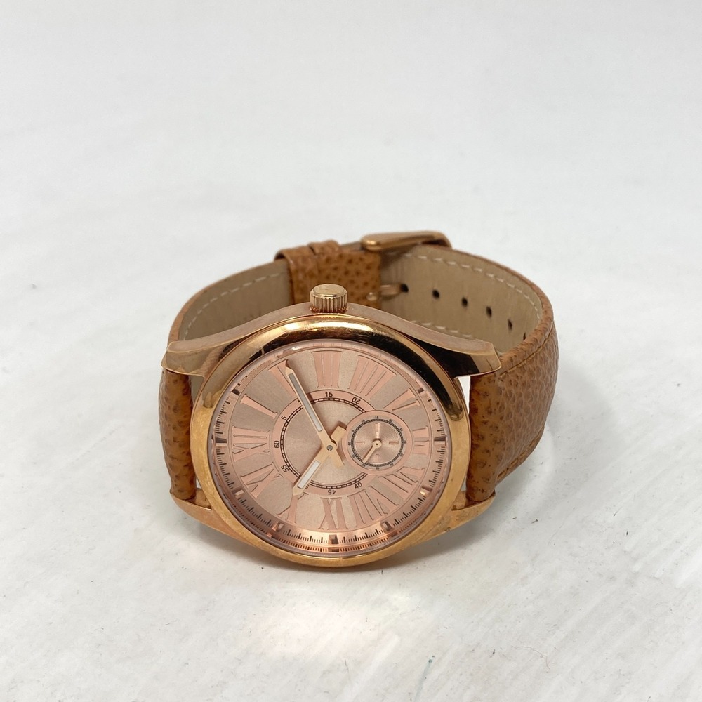 Bronzo Italia QVC Watch Women 39mm Rose Gold Tone Brown Leather Band New Battery - Picture 10 of 15